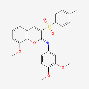 molecular formula C25H23NO6S B2575379 N-(3,4-二甲氧基苯基)-8-甲氧基-3-(4-甲基苯基)磺酰基色烯-2-亚胺 CAS No. 1321889-78-4