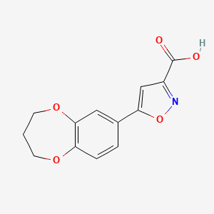 molecular formula C13H11NO5 B2575380 5-(3,4-二氢-2H-苯并[b][1,4]二氧戊环-7-基)异恶唑-3-羧酸 CAS No. 890647-83-3