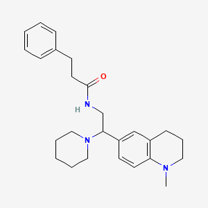 molecular formula C26H35N3O B2575392 N-(2-(1-methyl-1,2,3,4-tetrahydroquinolin-6-yl)-2-(piperidin-1-yl)ethyl)-3-phenylpropanamide CAS No. 922095-89-4