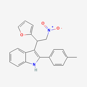 molecular formula C21H18N2O3 B2575393 3-[1-(呋喃-2-基)-2-硝基乙基]-2-(4-甲基苯基)-1H-吲哚 CAS No. 308294-78-2