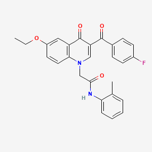 molecular formula C27H23FN2O4 B2575394 2-(6-乙氧基-3-(4-氟苯甲酰基)-4-氧代喹啉-1(4H)-基)-N-(邻甲苯基)乙酰胺 CAS No. 895653-84-6