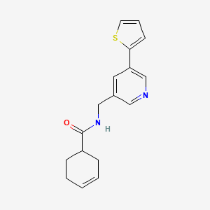 molecular formula C17H18N2OS B2575402 N-((5-(thiophen-2-yl)pyridin-3-yl)methyl)cyclohex-3-enecarboxamide CAS No. 2034251-75-5