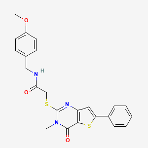 molecular formula C23H21N3O3S2 B2575403 N-环己基-4-[2-(4-甲氧基苯氧基)嘧啶-5-基]-N-甲基苯甲酰胺 CAS No. 1105251-31-7