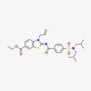 molecular formula C28H35N3O5S2 B2575404 (Z)-ethyl 3-allyl-2-((4-(N,N-diisobutylsulfamoyl)benzoyl)imino)-2,3-dihydrobenzo[d]thiazole-6-carboxylate CAS No. 865174-66-9