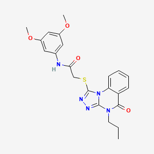 molecular formula C22H23N5O4S B2575410 N-(3,5-二甲氧基苯基)-2-({5-氧代-4-丙基-4H,5H-[1,2,4]三唑并[4,3-a]喹唑啉-1-基}硫代)乙酰胺 CAS No. 1111151-12-2