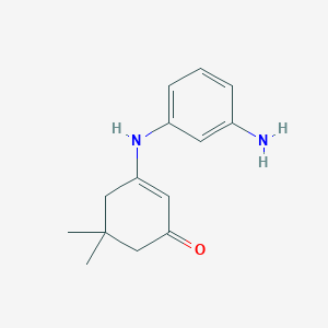 molecular formula C14H18N2O B2575412 3-((3-Aminophenyl)amino)-5,5-dimethylcyclohex-2-EN-1-one CAS No. 61997-81-7