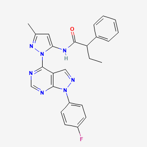 molecular formula C25H22FN7O B2575417 N-(1-(1-(4-氟苯基)-1H-吡唑并[3,4-d]嘧啶-4-基)-3-甲基-1H-吡唑-5-基)-2-苯基丁酰胺 CAS No. 1007062-01-2