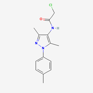 molecular formula C14H16ClN3O B2575421 2-氯-N-[3,5-二甲基-1-(4-甲基苯基)-1H-吡唑-4-基]乙酰胺 CAS No. 956743-39-8