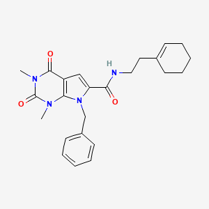 molecular formula C24H28N4O3 B2575425 7-benzyl-N-(2-(cyclohex-1-en-1-yl)ethyl)-1,3-dimethyl-2,4-dioxo-2,3,4,7-tetrahydro-1H-pyrrolo[2,3-d]pyrimidine-6-carboxamide CAS No. 1021216-09-0