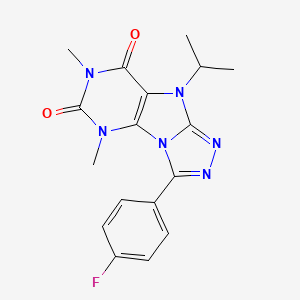 molecular formula C17H17FN6O2 B2575433 8-(4-氟苯基)-1,3-二甲基-5-丙-2-基嘌呤[8,9-c][1,2,4]三唑-2,4-二酮 CAS No. 921830-77-5