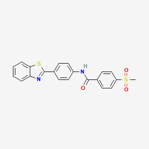 molecular formula C21H16N2O3S2 B2575437 N-(4-(苯并[d]噻唑-2-基)苯基)-4-(甲磺酰基)苯甲酰胺 CAS No. 896344-37-9