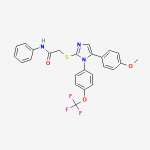 molecular formula C25H20F3N3O3S B2575455 2-((5-(4-methoxyphenyl)-1-(4-(trifluoromethoxy)phenyl)-1H-imidazol-2-yl)thio)-N-phenylacetamide CAS No. 1226445-20-0