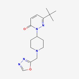 molecular formula C16H23N5O2 B2575456 6-Tert-butyl-2-[1-(1,3,4-oxadiazol-2-ylmethyl)piperidin-4-yl]pyridazin-3-one CAS No. 2379987-32-1