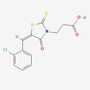 3-[(5E)-5-[(2-chlorophenyl)methylidene]-4-oxo-2-sulfanylidene-1,3-thiazolidin-3-yl]propanoic acid
