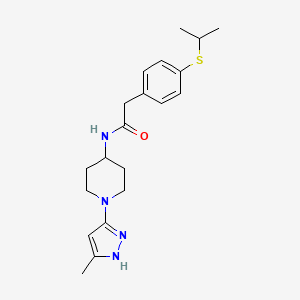molecular formula C20H28N4OS B2575486 2-(4-(isopropylthio)phenyl)-N-(1-(5-methyl-1H-pyrazol-3-yl)piperidin-4-yl)acetamide CAS No. 2034207-02-6