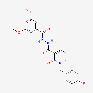 molecular formula C22H20FN3O5 B2575494 N'-(3,5-dimethoxybenzoyl)-1-(4-fluorobenzyl)-2-oxo-1,2-dihydropyridine-3-carbohydrazide CAS No. 1105243-16-0
