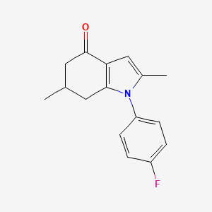 molecular formula C16H16FNO B2575526 1-(4-Fluorophenyl)-2,6-dimethyl-5,6,7-trihydroindol-4-one CAS No. 1022698-85-6