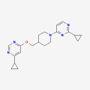molecular formula C20H25N5O B2575531 2-Cyclopropyl-4-(4-(((6-cyclopropylpyrimidin-4-yl)oxy)methyl)piperidin-1-yl)pyrimidine CAS No. 2310017-01-5