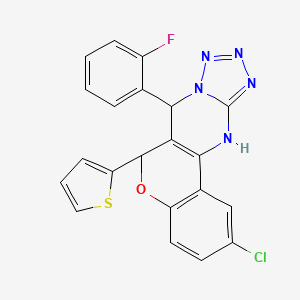 2-chloro-7-(2-fluorophenyl)-6-(thiophen-2-yl)-7,12-dihydro-6H-chromeno[4,3-d]tetrazolo[1,5-a]pyrimidine