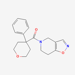 molecular formula C18H20N2O3 B2575550 (6,7-二氢异恶唑并[4,5-c]吡啶-5(4H)-基)(4-苯基四氢-2H-吡喃-4-基)甲酮 CAS No. 2034378-32-8