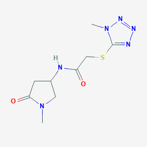 molecular formula C9H14N6O2S B2575555 2-((1-methyl-1H-tetrazol-5-yl)thio)-N-(1-methyl-5-oxopyrrolidin-3-yl)acetamide CAS No. 1396854-04-8