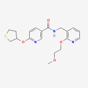 molecular formula C19H23N3O4S B2575562 N-((2-(2-methoxyethoxy)pyridin-3-yl)methyl)-6-((tetrahydrothiophen-3-yl)oxy)nicotinamide CAS No. 2034360-09-1