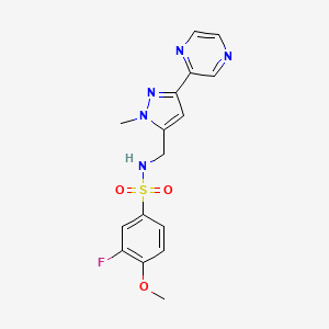 3-fluoro-4-methoxy-N-((1-methyl-3-(pyrazin-2-yl)-1H-pyrazol-5-yl)methyl)benzenesulfonamide