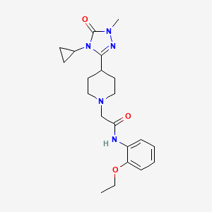 molecular formula C21H29N5O3 B2575579 2-(4-(4-cyclopropyl-1-methyl-5-oxo-4,5-dihydro-1H-1,2,4-triazol-3-yl)piperidin-1-yl)-N-(2-ethoxyphenyl)acetamide CAS No. 1797396-61-2