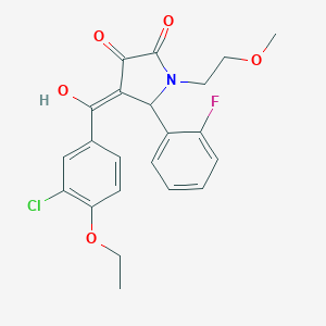 molecular formula C22H21ClFNO5 B257558 4-(3-chloro-4-ethoxybenzoyl)-5-(2-fluorophenyl)-3-hydroxy-1-(2-methoxyethyl)-1,5-dihydro-2H-pyrrol-2-one 