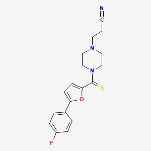molecular formula C18H18FN3OS B2575580 3-(4-(5-(4-氟苯基)呋喃-2-羰基硫代)哌嗪-1-基)丙腈 CAS No. 578749-13-0