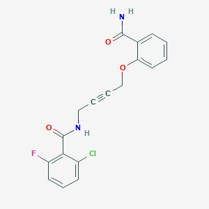 molecular formula C18H14ClFN2O3 B2575589 N-(4-(2-carbamoylphenoxy)but-2-yn-1-yl)-2-chloro-6-fluorobenzamide CAS No. 1421528-40-6