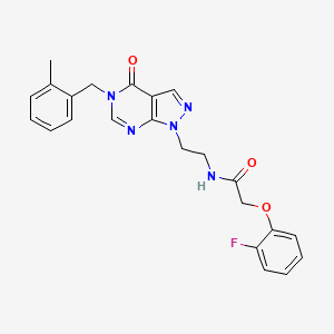 molecular formula C23H22FN5O3 B2575591 2-(2-fluorophenoxy)-N-(2-(5-(2-methylbenzyl)-4-oxo-4,5-dihydro-1H-pyrazolo[3,4-d]pyrimidin-1-yl)ethyl)acetamide CAS No. 922015-96-1