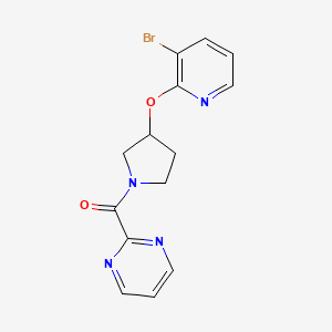 molecular formula C14H13BrN4O2 B2575595 (3-((3-溴吡啶-2-基)氧基)吡咯烷-1-基)(嘧啶-2-基)甲酮 CAS No. 1903042-51-2