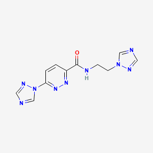 molecular formula C11H11N9O B2575600 N-(2-(1H-1,2,4-三唑-1-基)乙基)-6-(1H-1,2,4-三唑-1-基)嘧啶-3-甲酰胺 CAS No. 1797192-50-7