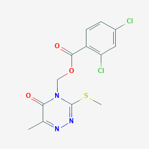 molecular formula C13H11Cl2N3O3S B2575612 (6-Methyl-3-methylsulfanyl-5-oxo-1,2,4-triazin-4-yl)methyl 2,4-dichlorobenzoate CAS No. 877642-94-9