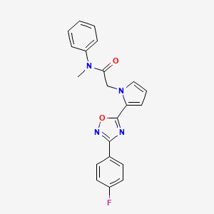 molecular formula C21H17FN4O2 B2575614 2-{2-[3-(4-fluorophenyl)-1,2,4-oxadiazol-5-yl]-1H-pyrrol-1-yl}-N-methyl-N-phenylacetamide CAS No. 1260939-63-6