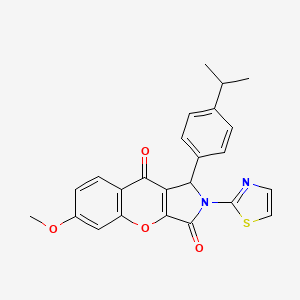 molecular formula C24H20N2O4S B2575620 1-(4-Isopropylphenyl)-6-methoxy-2-(thiazol-2-yl)-1,2-dihydrochromeno[2,3-c]pyrrole-3,9-dione CAS No. 879773-03-2