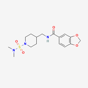 molecular formula C16H23N3O5S B2575644 N-((1-(N,N-dimethylsulfamoyl)piperidin-4-yl)methyl)benzo[d][1,3]dioxole-5-carboxamide CAS No. 2034356-02-8