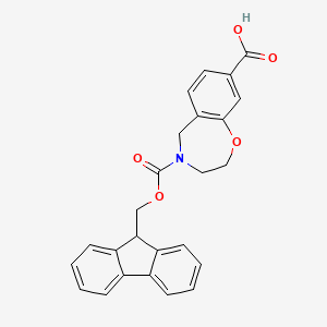 molecular formula C25H21NO5 B2575649 4-{[(9H-芴-9-基)甲氧基]羰基}-2,3,4,5-四氢-1,4-苯并恶唑八羧酸 CAS No. 2138145-57-8