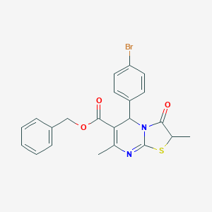 molecular formula C22H19BrN2O3S B257565 benzyl 5-(4-bromophenyl)-2,7-dimethyl-3-oxo-2,3-dihydro-5H-[1,3]thiazolo[3,2-a]pyrimidine-6-carboxylate 