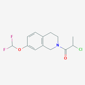 molecular formula C13H14ClF2NO2 B2575663 2-Chloro-1-[7-(difluoromethoxy)-3,4-dihydro-1H-isoquinolin-2-yl]propan-1-one CAS No. 2411248-85-4