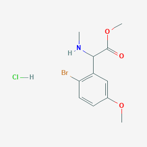 molecular formula C11H15BrClNO3 B2575668 Methyl 2-(2-bromo-5-methoxyphenyl)-2-(methylamino)acetate hydrochloride CAS No. 1864014-53-8