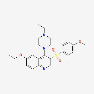 molecular formula C24H29N3O4S B2575670 6-Ethoxy-4-(4-ethylpiperazin-1-yl)-3-(4-methoxybenzenesulfonyl)quinoline CAS No. 866897-33-8