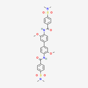 molecular formula C32H34N4O8S2 B2575675 4-(dimethylsulfamoyl)-N-[4-[4-[[4-(dimethylsulfamoyl)benzoyl]amino]-3-methoxyphenyl]-2-methoxyphenyl]benzamide CAS No. 325977-79-5