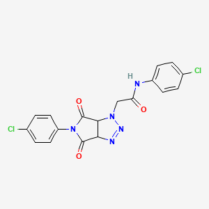 molecular formula C18H13Cl2N5O3 B2575678 N-(4-chlorophenyl)-2-[5-(4-chlorophenyl)-4,6-dioxo-4,5,6,6a-tetrahydropyrrolo[3,4-d][1,2,3]triazol-1(3aH)-yl]acetamide CAS No. 1024310-96-0