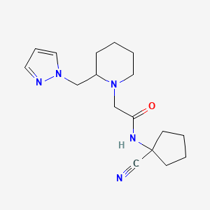 molecular formula C17H25N5O B2575679 N-(1-cyanocyclopentyl)-2-{2-[(1H-pyrazol-1-yl)methyl]piperidin-1-yl}acetamide CAS No. 1333783-85-9