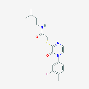 molecular formula C18H22FN3O2S B2575681 2-((4-(3-氟-4-甲基苯基)-3-氧代-3,4-二氢吡嗪-2-基)硫代)-N-异戊基乙酰胺 CAS No. 899944-63-9