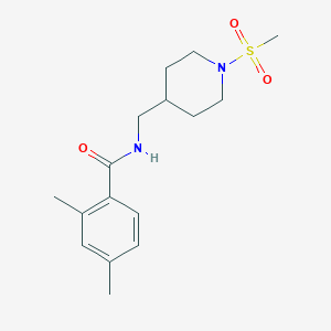 molecular formula C16H24N2O3S B2575682 2,4-dimethyl-N-((1-(methylsulfonyl)piperidin-4-yl)methyl)benzamide CAS No. 1234835-38-1