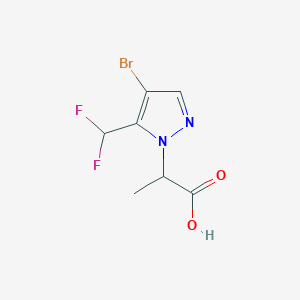 molecular formula C7H7BrF2N2O2 B2575686 2-[4-Bromo-5-(difluoromethyl)pyrazol-1-yl]propanoic acid CAS No. 1946812-27-6
