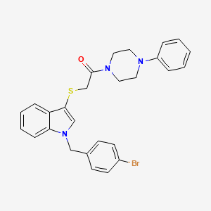 2-[1-[(4-Bromophenyl)methyl]indol-3-yl]sulfanyl-1-(4-phenylpiperazin-1-yl)ethanone